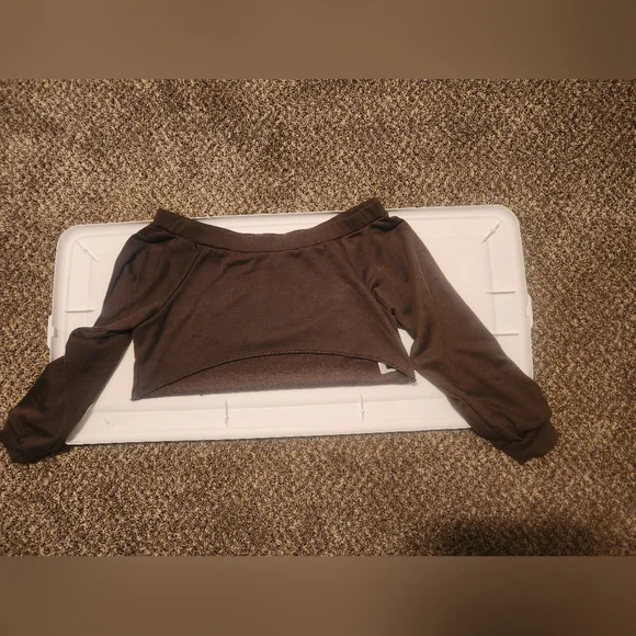 Olive Green Off-Shoulder Sweater - Picture 2 of 3